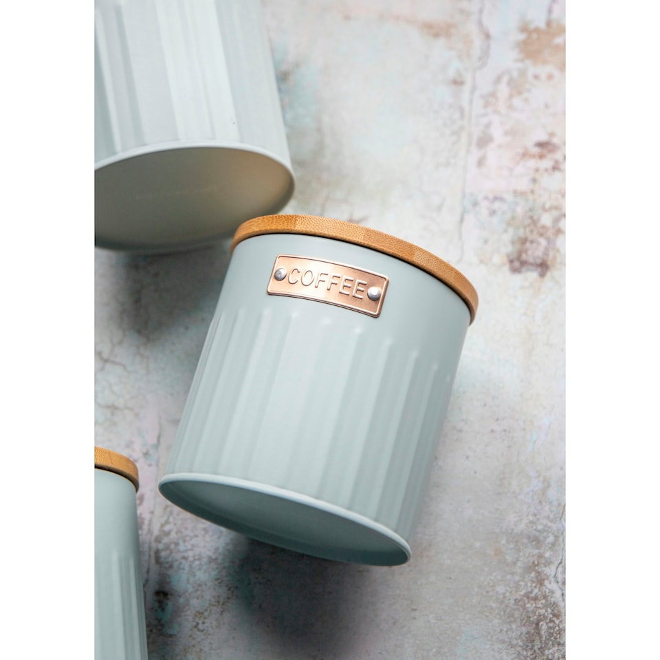 image 1 of KitchenCraft Airtight Tea Coffee Sugar Canister Set Blue