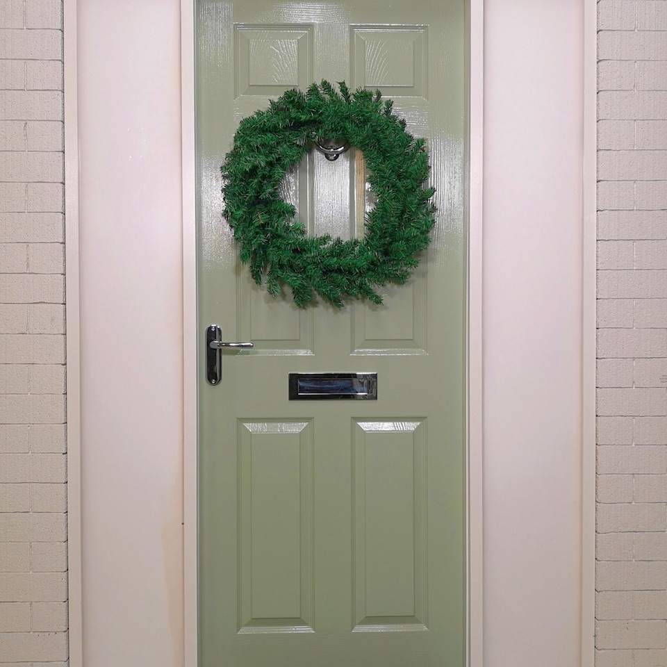 image 1 of 60cm Plain Green Christmas Wreath with 160 Tips