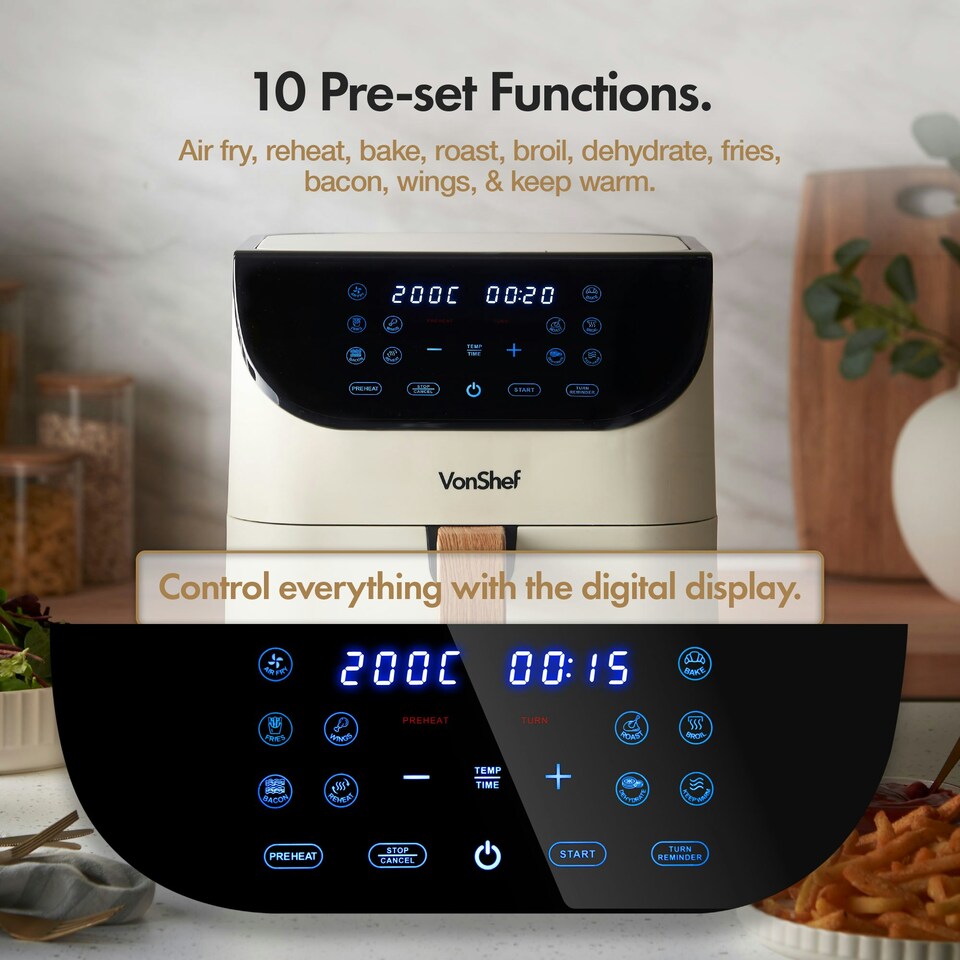 image 1 of VonShef Air Fryer 6L Nordic Design & Digital LED Display