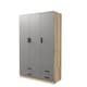 image 1 of 3 Door 4 Drawer Wardrobe With Hanging Rail And Storage Shelf | Brown | Oak Carcass & Grey Door | 1