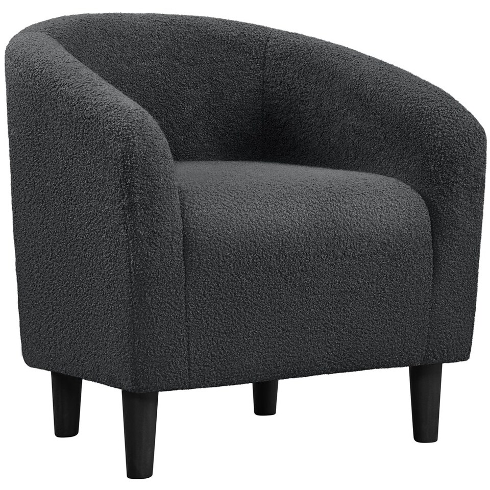 image 1 of Yaheetech Fabric Club Chair Upholstered Accent Barrel Chair Grey | Dark Gray