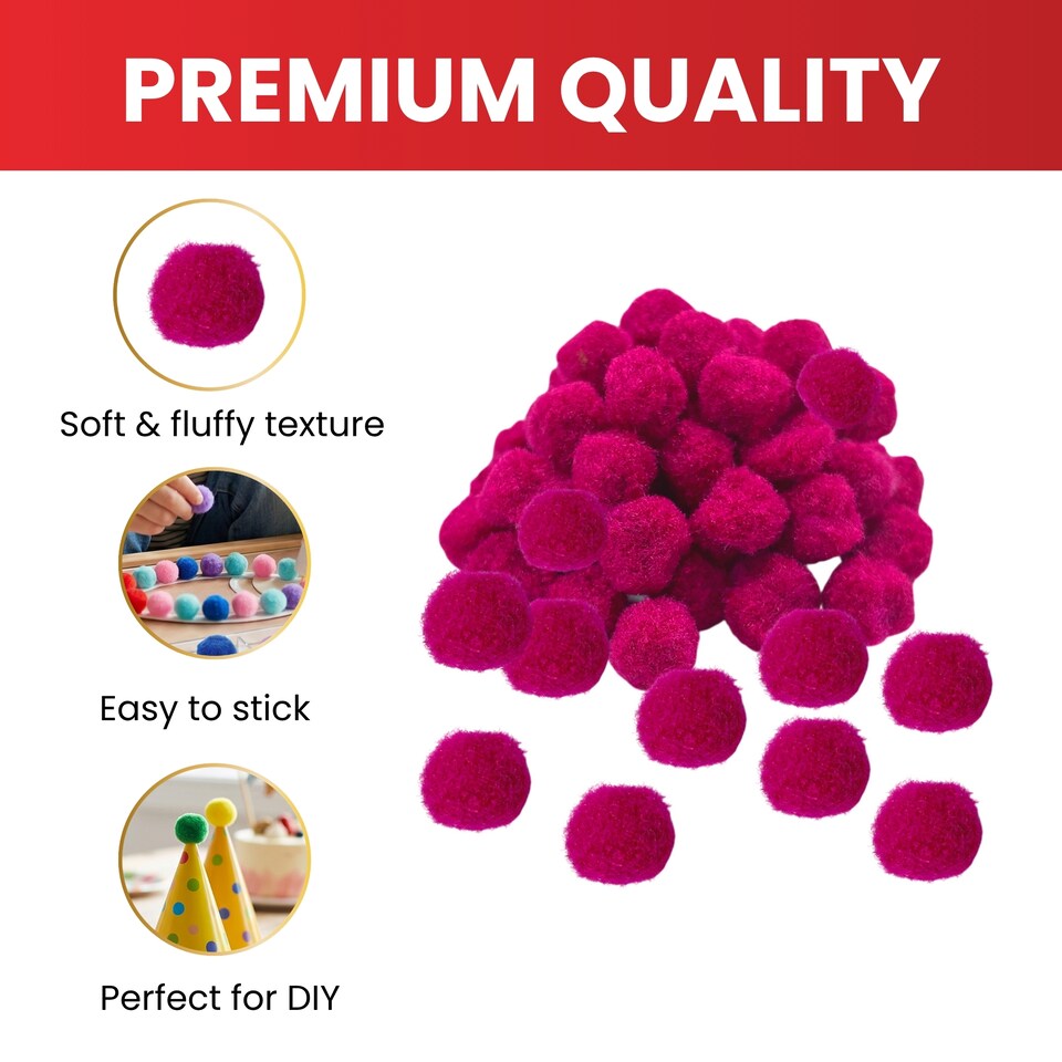 image 1 of Pack of 50 White Pom Poms 1.5cm – Soft Fluffy Craft Balls