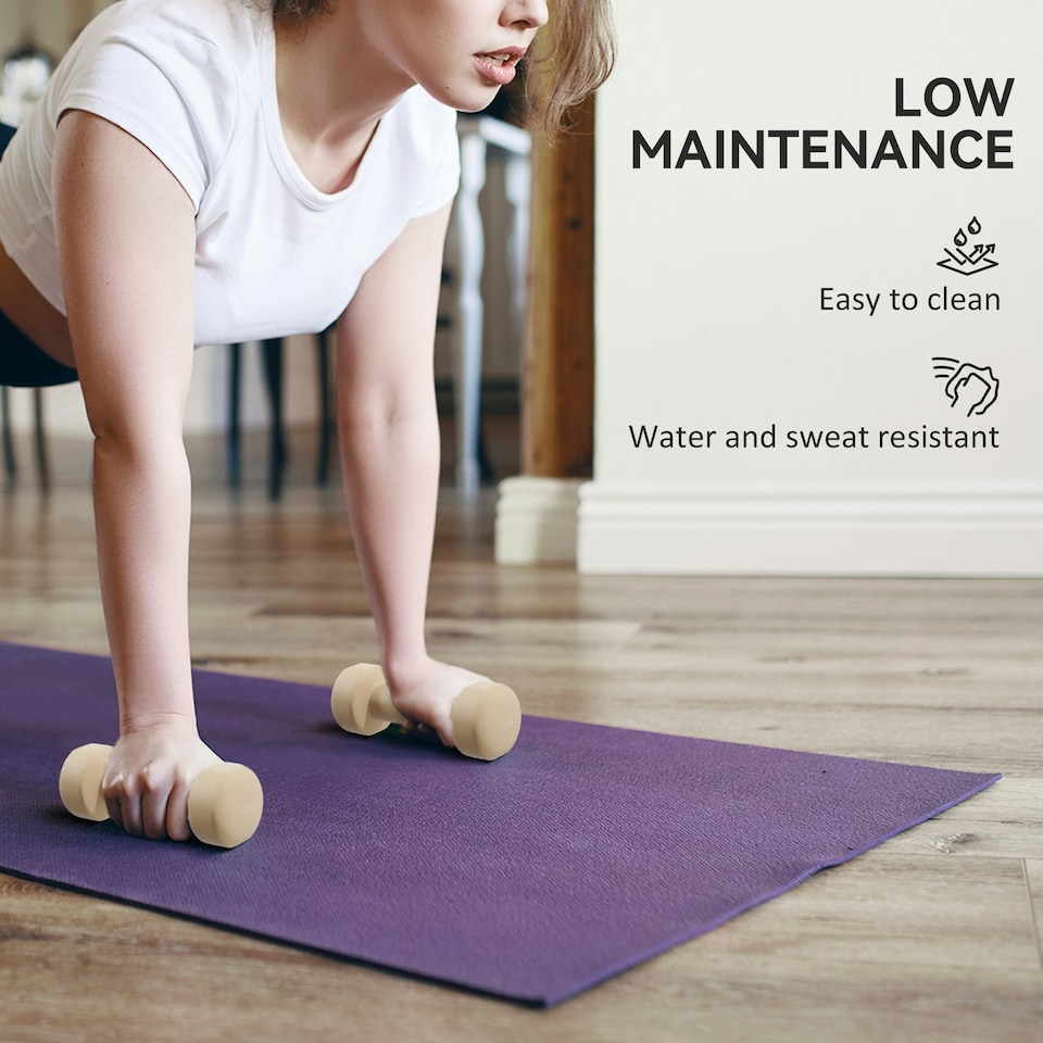 image 1 of HOMCOM 10kg Dumbbell Weights Set with Carry Case, Pink, Purple, Grey, Brown