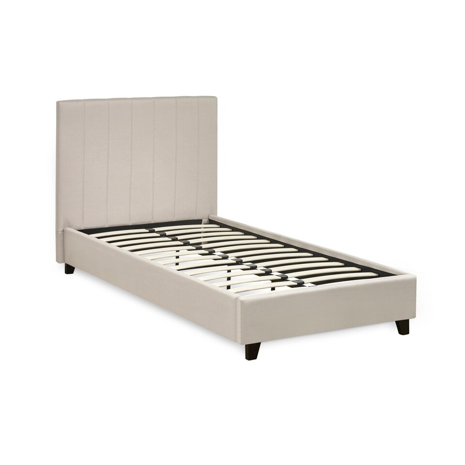image 1 of Hazel Oatmeal Linen Upholstered Bed Frame -  Single (90cm)