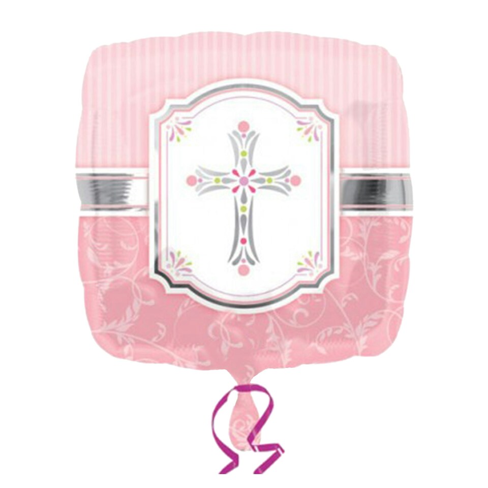 Amscan 18 Inch Boys/Girls Communion Blessings Square Foil Balloon - Pink - One Size