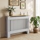 image 2 of HOMCOM Radiator Cover Painted Slatted MDF Cabinet Lined Grill 112x19x81cm