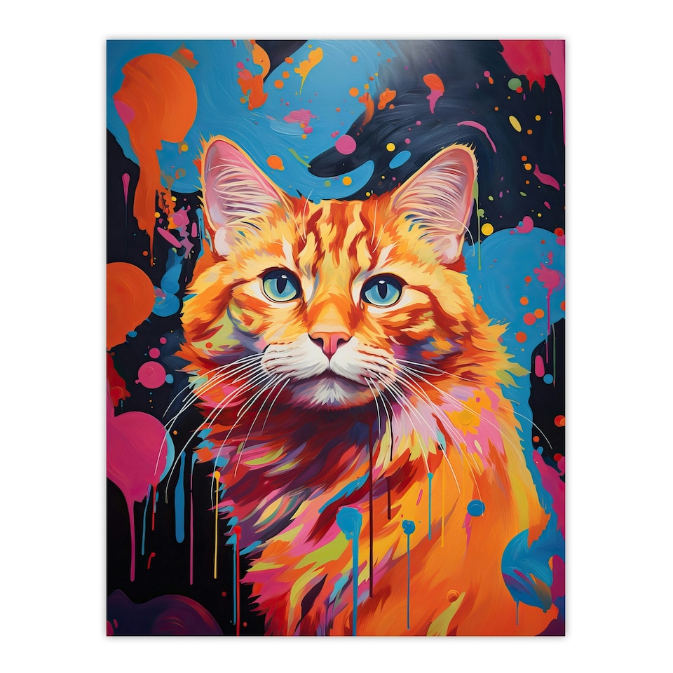 image 1 of Orange Tabby Cat Lover Gift Pet Portrait Black Framed Wall Art Print A4