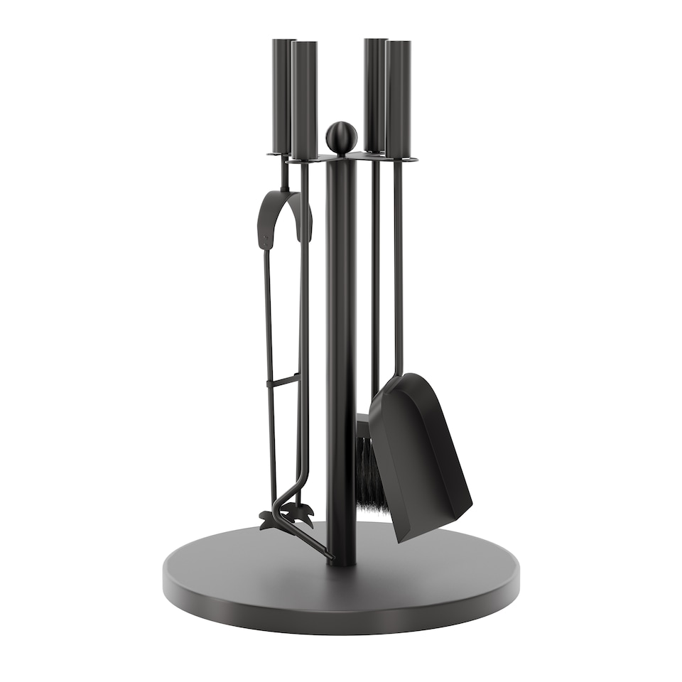 image 1 of Fire Vida 5 Piece Warwick Companion Set Fireside Fireplace Accessory, Black