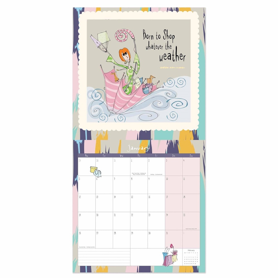 image 1 of Born To Shop Square Wall Calendar 2026