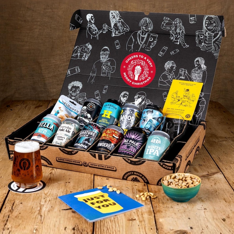 image 1 of QWERTY Beer Box Merry Christmas Pale Ale & IPA Beer Gift Hamper