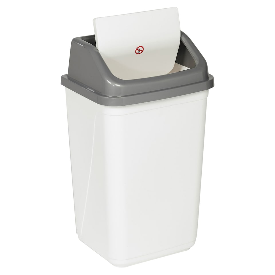 image 1 of 50L Plastic Recycling Bins with Swing Lids | White | 1
