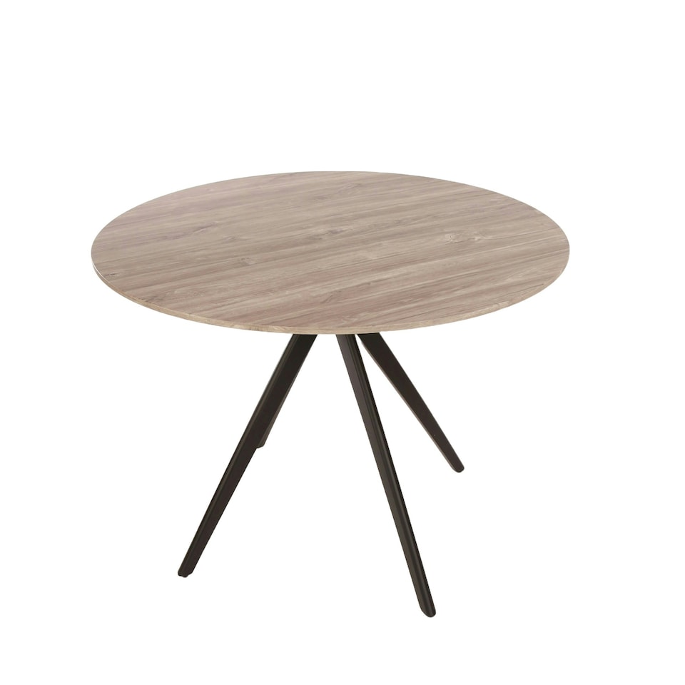 image 1 of Core Products Aspen Grey Oak Effect Dining Table - Black Pedestal Leg Frame, H75.0cm x W100.0cm x D100.0cm Grey