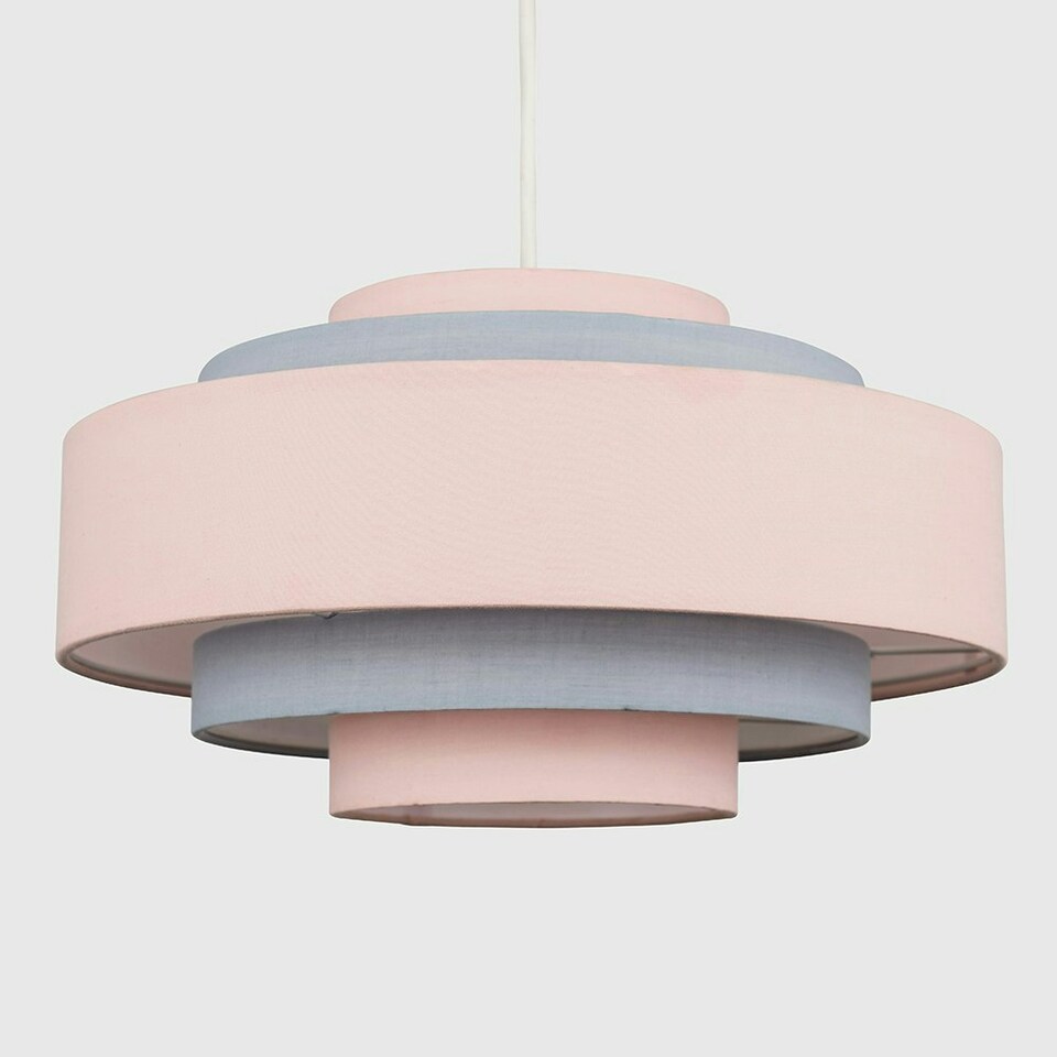 image 1 of ValueLights Hampshire Pink Ceiling Pendant Shade and B22 GLS LED 6W Warm White 3000K Bulb
