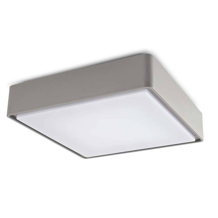 Kossel Outdoor LED Square Flush Ceiling Light Grey 22cm 644lm 3000K IP65 - Special Offer