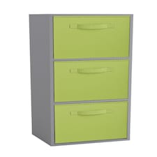 3-Tier Cube Shelving Unit with Inserts | Grey | Grey & Green | 1