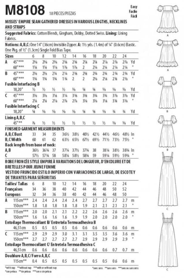 image 1 of McCall's 8108 Paper Sewing Pattern – Women’s Dress, Size F5 (16–18–20–22–24), Easy