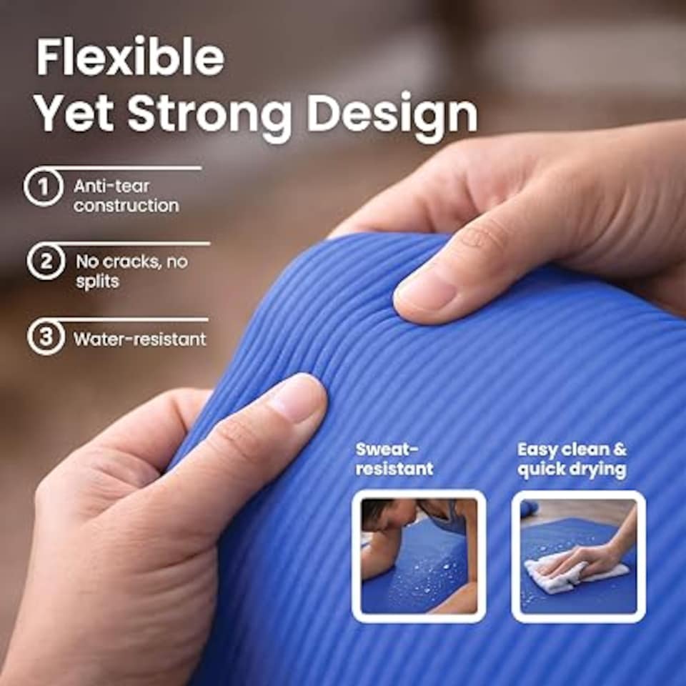 image 1 of Lockie Fitness Yoga Mat 8 mm Thick, Non Slip Exercise Mat for Women and Men, TPE Foam Pilates Mat, Gym Mat for Home Workout, Yoga, Pilates, Exercise & Gymnastics, 180 x 60 cm, Blue
