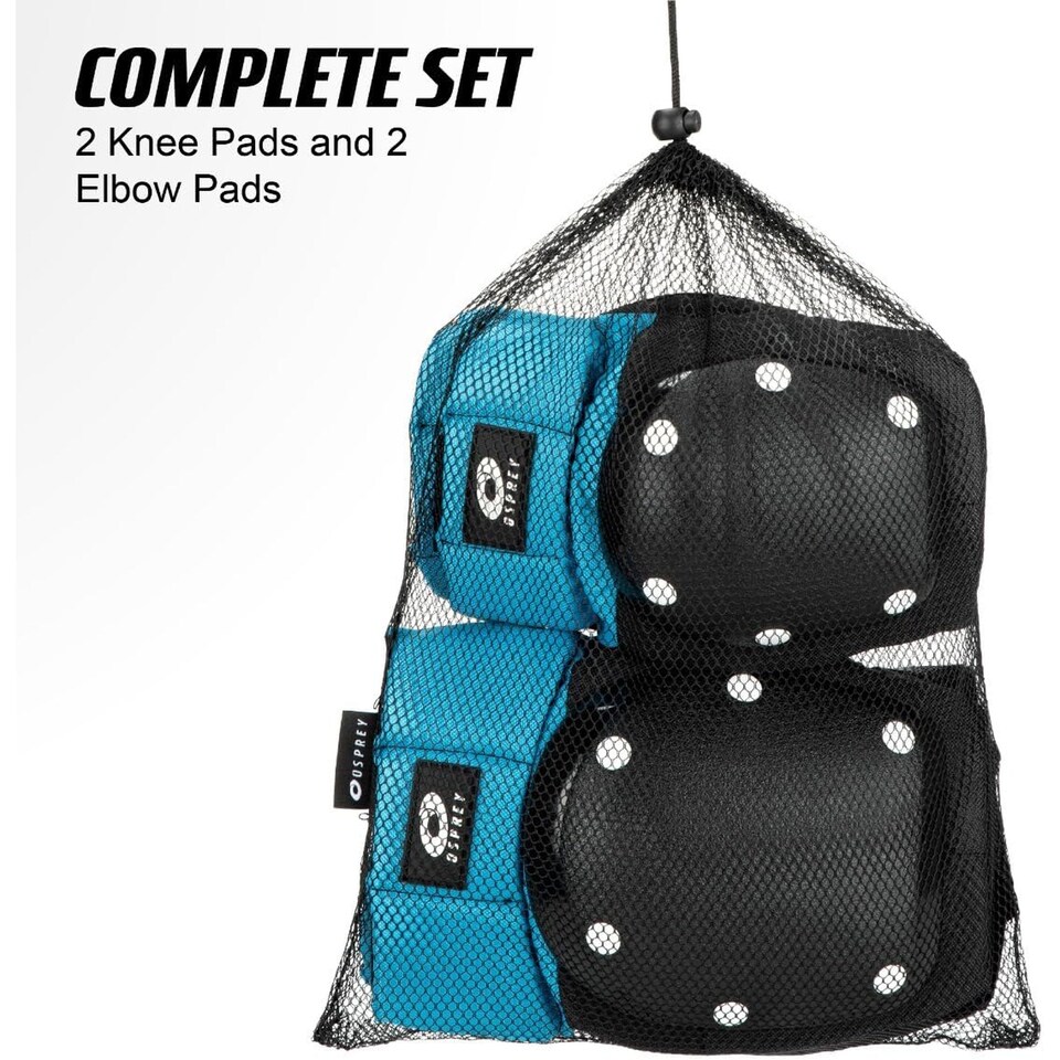 image 1 of Osprey Blue Knee & Elbow Pad Set | 4 Piece Protective Pads for Skateboarding, Cycling, Skating & Scooters