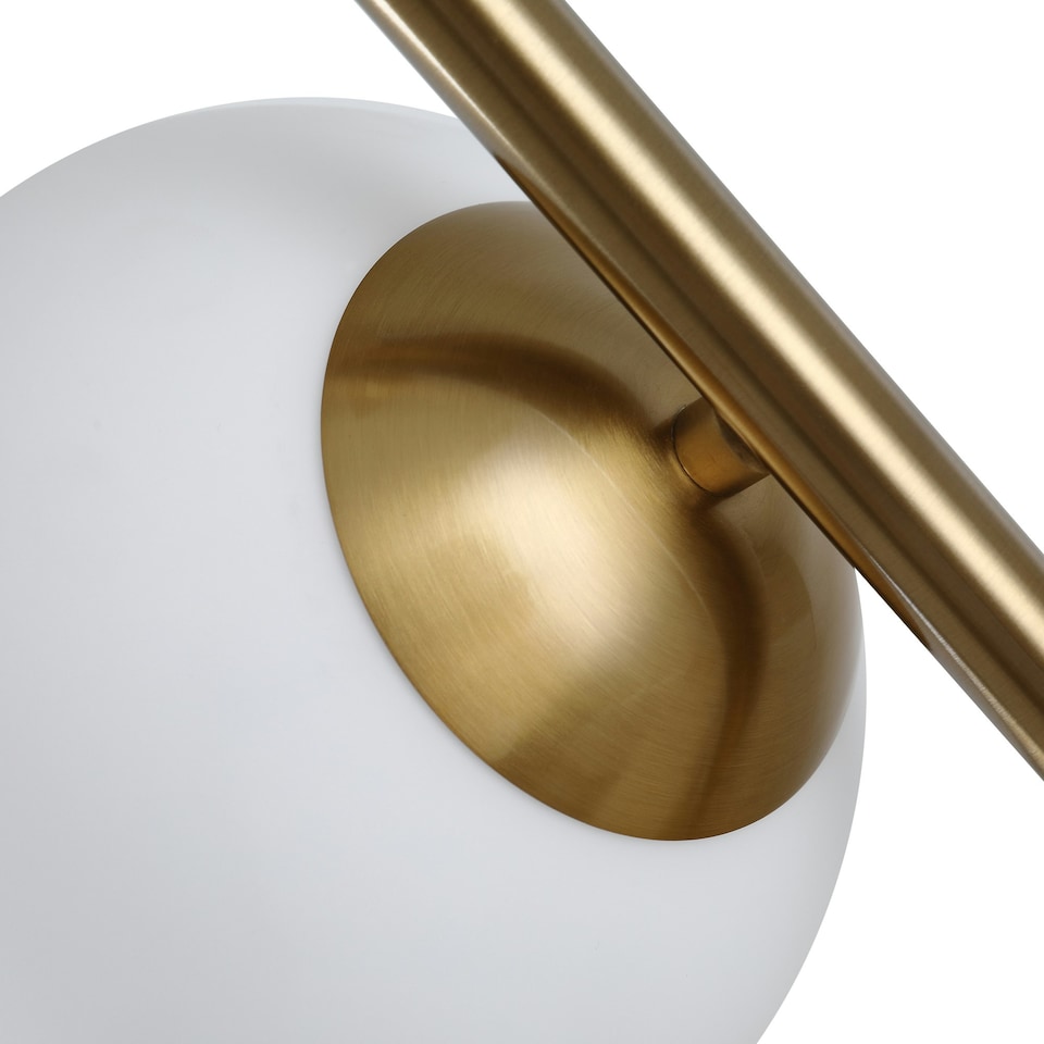 image 1 of HOMCOM 2 Glass Shade Floor Lamp Metal Pole Modern Decorative Floor Switch Gold