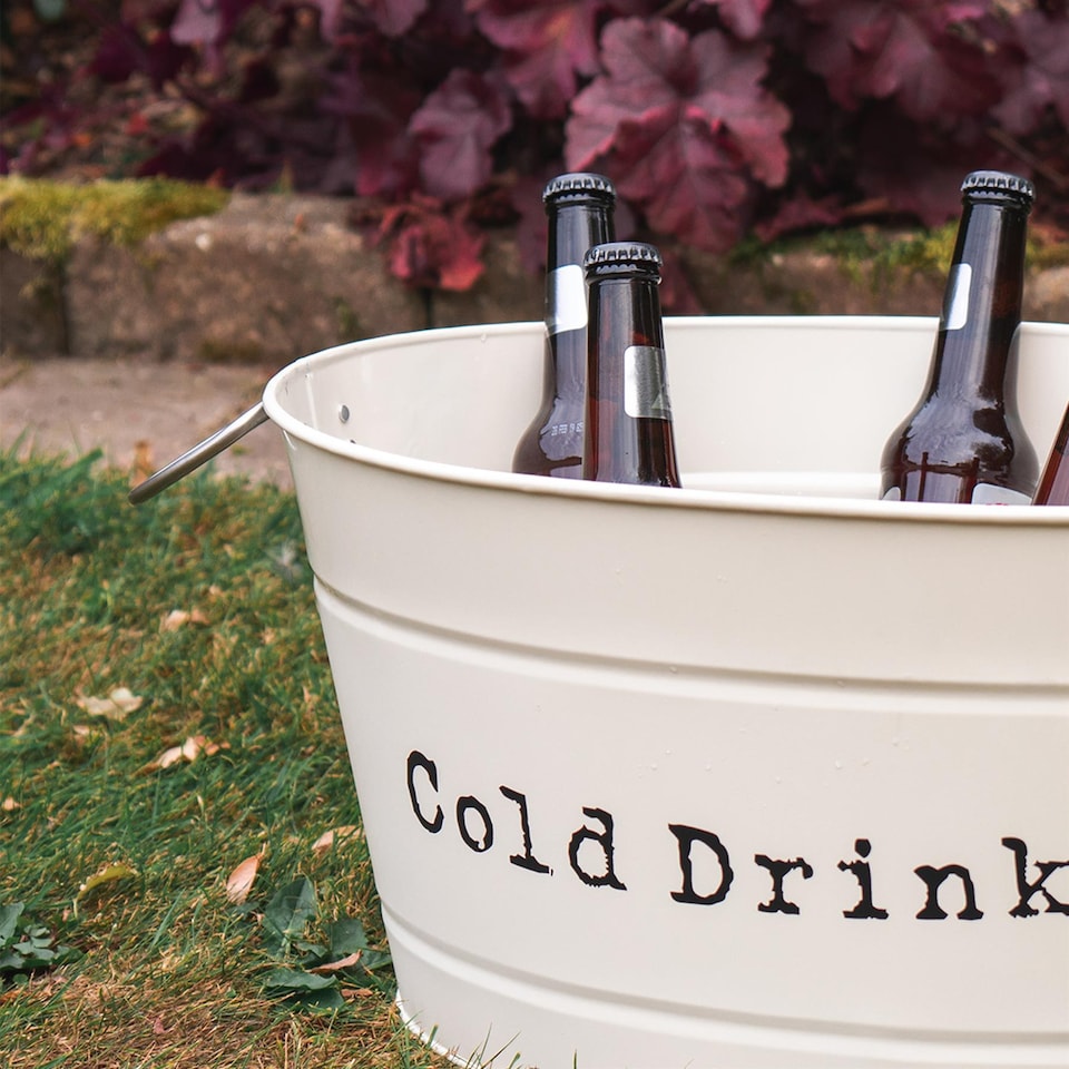 image 1 of Harbour Housewares Vintage Metal Large Drinks Bucket - Cream