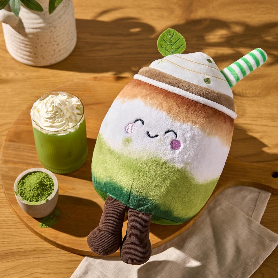 image 1 of OHS Sweetie Pie Filled Novelty Scatter Cushion Soft Fleece Toy Pillow | Green | Mandy the Matcha