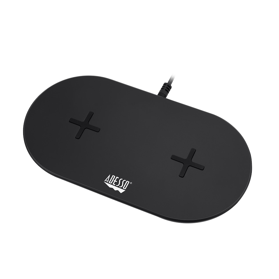 image 1 of Adesso 15W Max Qi-Certified Dual 2-Coil Wireless Fast Charging Pad