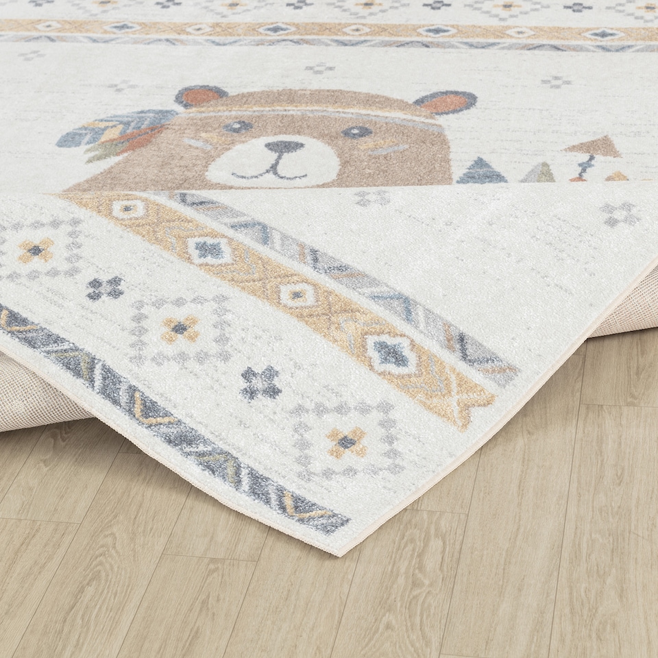 image 1 of LIVABLISS Lillian-Kids Washable Round Rug Ø160 cm | Beige Brown Blue Orange