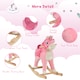 image 3 of HOMCOM Kids Plush Rocking Horse Ride On Unicorn with Sound Moving Mouth Wagging Tail Children Rocker Toy Gift 3-6 Years Pink