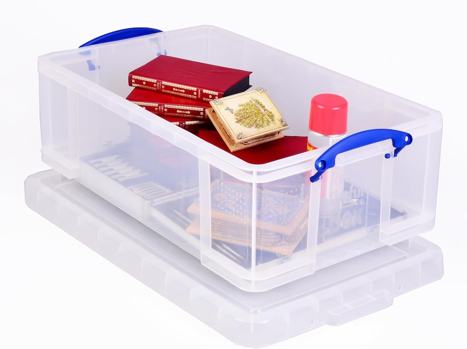 image 1 of Really Useful Plastic Storage Box 50 Litre CLEAR Pack of 6