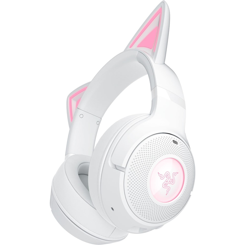 Kraken Kitty V2 BT - Wireless Bluetooth RGB Headset with Kitty Ears for gaming and streaming (325 g, TriForce 40 mm Drivers, Bluetooth 5.2, Noise-cancelling Mics, 40-hour Battery Life) White