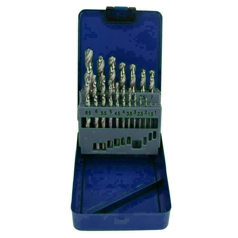 image 1 of 19pc HSS-G Metric Drill Bit Set Split Point Drills Metal Plastic Copper 1mm - 10mm