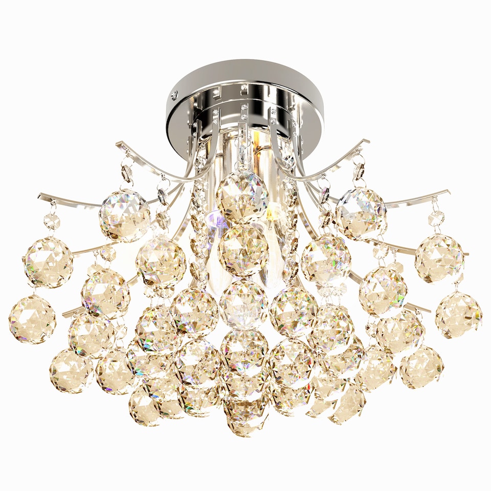 image 1 of HOMCOM Crystal Chandeliers, K9 Droplets Ceiling Light with 3 E14 Bulb Base, Pendant Lights for Living Room, Bedroom, Dining Room, Hallway, Kitchen