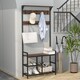 image 4 of COSTWAY 3 in 1 Coat Rack Hall Tree with Shoe Bench   Shoe Storage Coffee