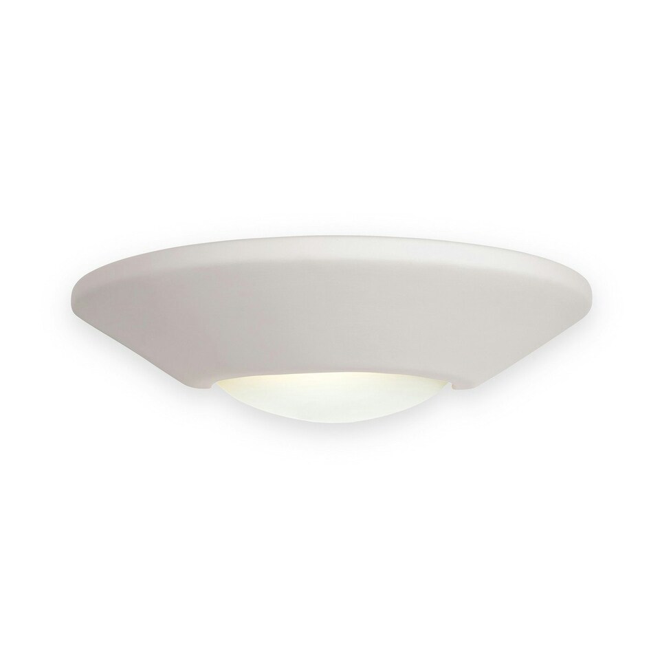 Ceramic 1 Light Indoor Wall Uplighter - 100W Unglazed, Acid White Glass, E27