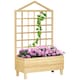 image 1 of Outsunny Wooden Garden Planters with Trellis for Vine Climbing Plants, Natural