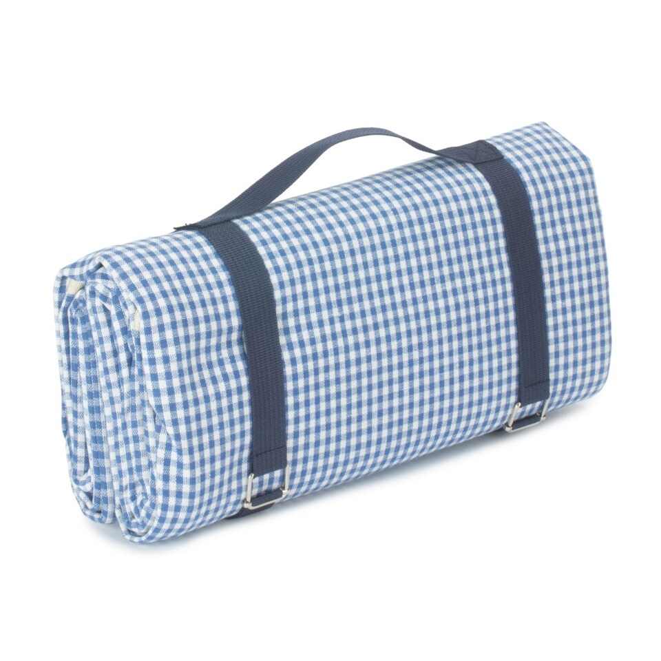 image 1 of Blue and White Gingham Picnic Blanket | Blue | Blue
