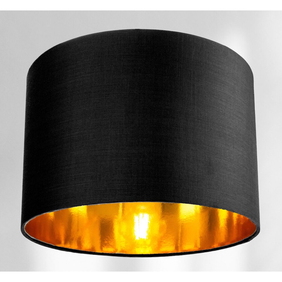 image 1 of Contemporary Black Cotton 10 inch Table/Pendant Lamp Shade with Shiny Golden Inner