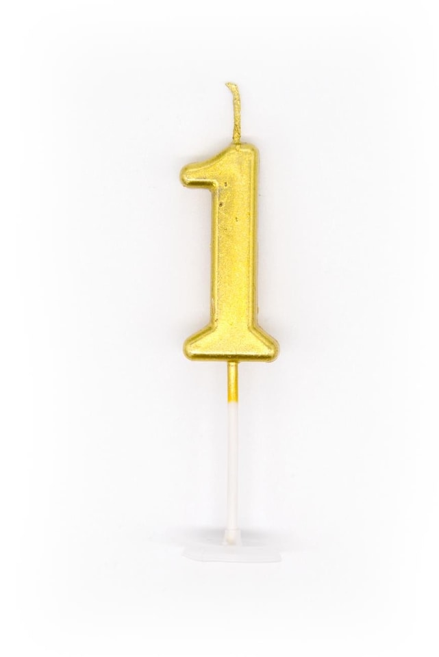 image 1 of Gold 1 Number Candle | Gold