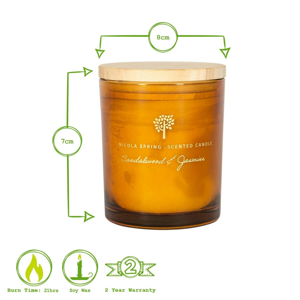 image 1 of Nicola Spring Soy Wax Scented Candles - 130g - Sandalwood & Jasmine - Pack of 3