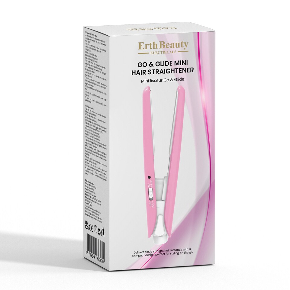 image 1 of Erth Skin London Go & Glide Mini Hair Straightener Pink