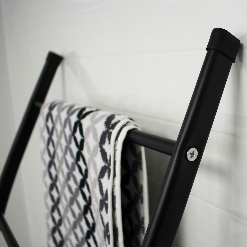 image 1 of Showerdrape Apex Black Bathroom Freestanding Towel Rail Storage Ladder