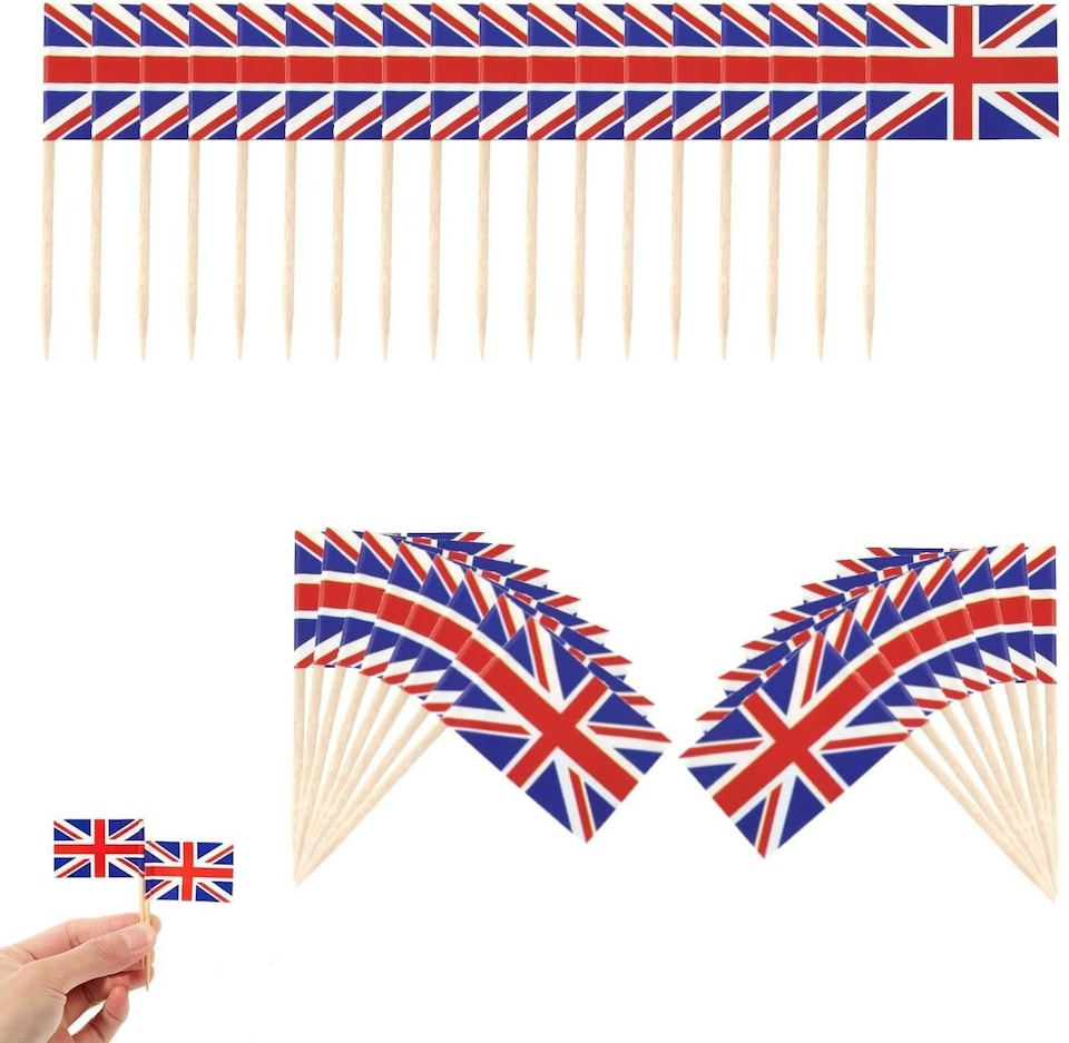 image 1 of 50 Union Jack Flag Cocktail Sticks | Multi