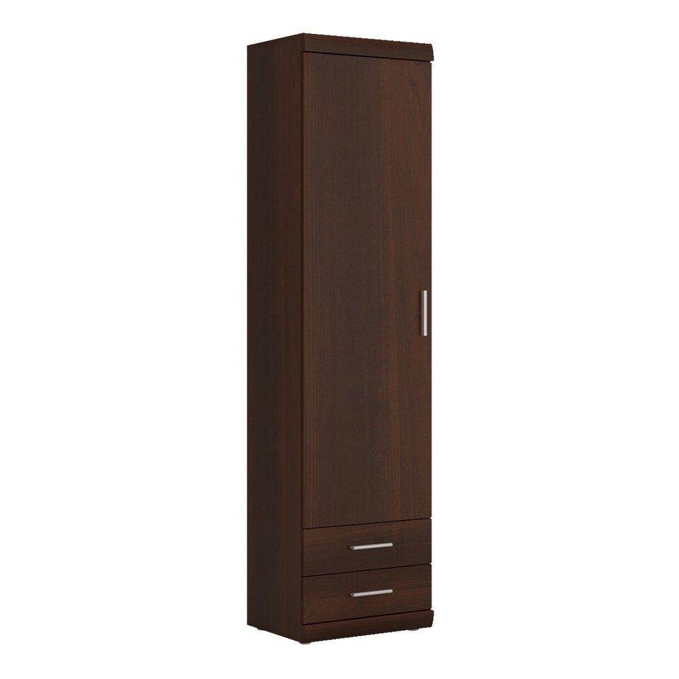 image 1 of Imperial Tall 1 Door 2 Drawer Narrow Cabinet in Dark Mahogany Melamine