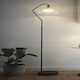 image 2 of Dana Ribbed Glass Floor Lamp in a Modern Sleek Black and Satin Nickel Finish Black