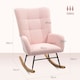 image 8 of HOMCOM Rocking Chair, Modern Armchair with Backrest for Bedroom, Light Pink Cream