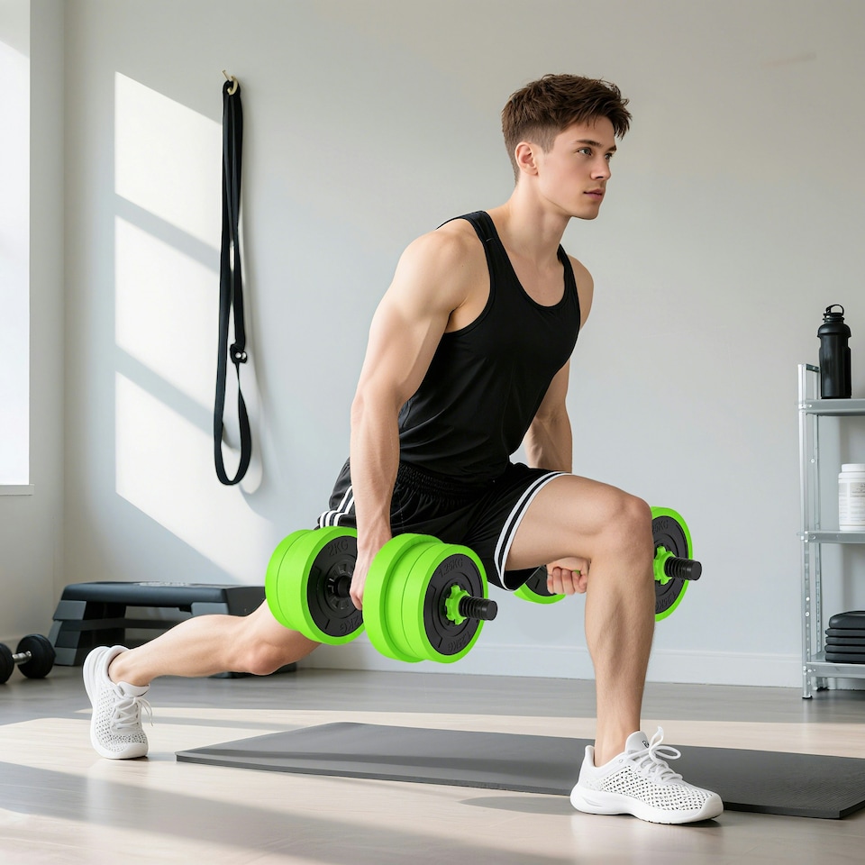 image 1 of SPORTNOW Weight Dumbbells Set, Barbell, Kettlebell, Push Up Stand, 20kg