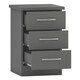 image 2 of Nevada 3 Drawer Bedside Cabinet Grey | 3D Effect Grey