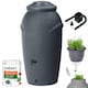 image 1 of Water Butt Kit with Tap, Diverter & Bio Cleaner –  Rainwater Collector for Garden, Balcony & Terrace – Durable Plastic Water Storage Tank | Black | 210L