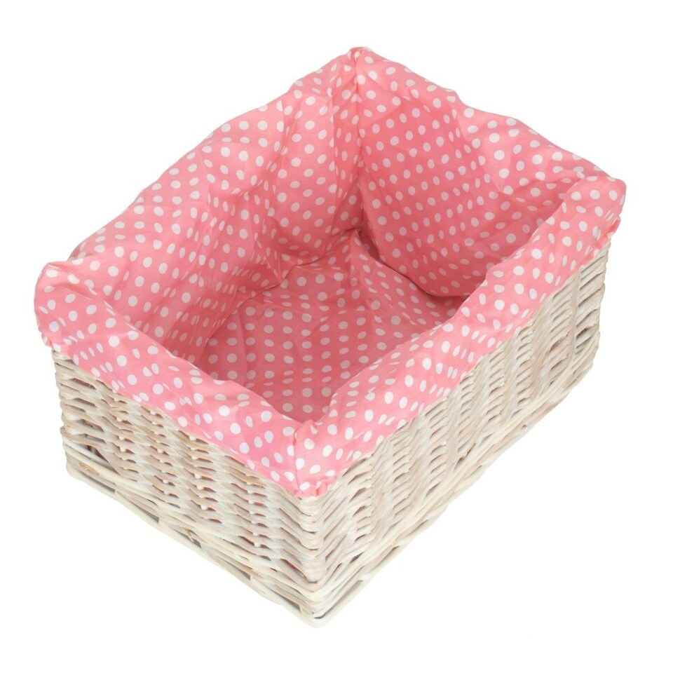 image 1 of Pink Spotty Lined Storage Basket Pink | Pink | M