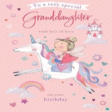 Words 'n' Wishes Traditional Granddaughter Birthday Card, Birthday Card Granddaughter, Multi-Coloured 20.3 x 13.9 cms